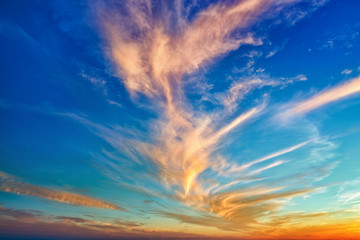 Magic sky and clouds at beautiful sunset