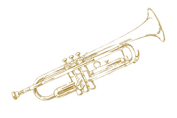 トランペットのセピア調スケッチ