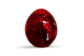 Red easter egg isolated on white background. Abstract colorful pattern