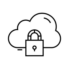 Secure cloud storage line icon, concept sign, outline vector illustration, linear symbol.