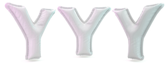 Capital letter Y. Uppercase. Inflatable white balloon on background. 3D