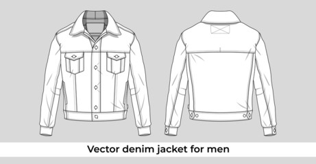 Vector denim jacket template for men