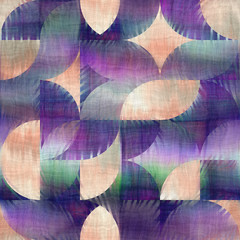Seamless purple and peach ombre fade painterly watercolor wash geometric mosaic tile pattern graphic design. Seamless repeat raster jpg pattern swatch. © NinjaCodeArtist