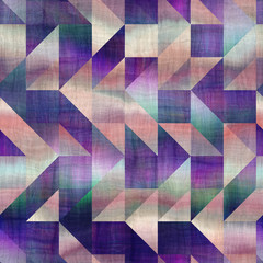 Obraz na płótnie Canvas Seamless purple and peach ombre fade painterly watercolor wash geometric mosaic tile pattern graphic design. Seamless repeat raster jpg pattern swatch.