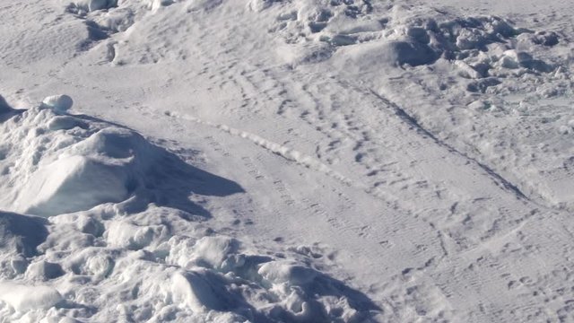 The arctic ice pack edge in northern Canada, panning.