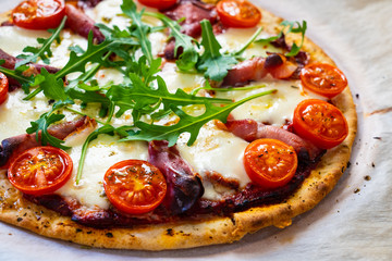 Margherita pizza on white background