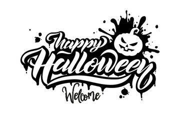 Happy Halloween vector lettering. Holiday lettering for banner. Happy Halloween poster, greeting card, party invitation. Vector illustration.
