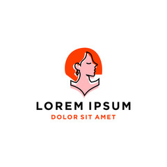  woman girl face logo icon for salon or cosmetic and fashion product brand illustration design 