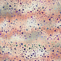 Seamless purple and peach ombre fade painterly watercolor wash micro triangle pattern graphic design. Seamless repeat raster jpg pattern swatch.