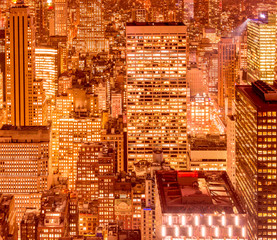 Obraz premium Night view of New York Manhattan during sunset