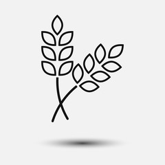 Ear of whea icon isolated on white background. Vector illustration.