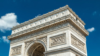 Top of the Arc de Triomphe Triumphal Arch of the Star timelapse is one of the most famous monuments in Paris