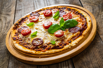 Margherita pizza on white background
