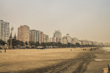 Santos, SP, Brazil - View of the coastline of the city in the Gonzaga Breach