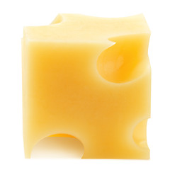 cheese cube, isolated on white background, clipping path, full depth of field