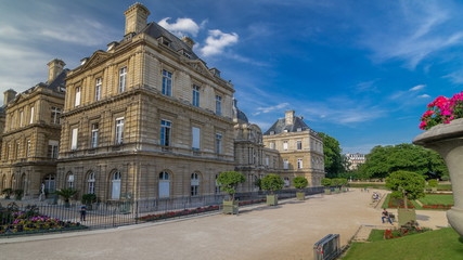 Fototapeta premium Luxembourg Palace and park timelapse in Paris, France.