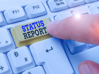 Word writing text Status Report. Business photo showcasing document relating a situation of something such as a project