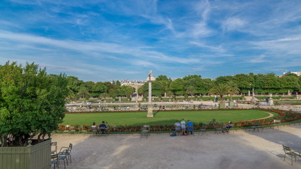 Fototapeta premium The beautiful view of the Luxembourg Gardens timelapse in Paris, France