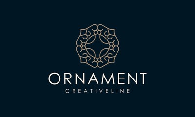 luxury, elegant flower ornament line logo