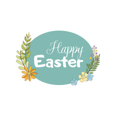 Easter greeting card with flowers. Vector illustration