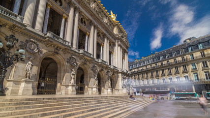 Palais or Opera Garnier The National Academy of Music timelapse  in Paris, France.
