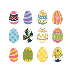Set of colorful Easter eggs. Vector illustration