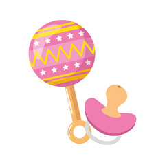 rattle baby toy with pacifier isolated icon vector illustration design