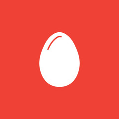 Egg Icon On Red Background. Red Flat Style Vector Illustration