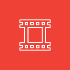 Film Strip Line Icon On Red Background. Red Flat Style Vector Illustration