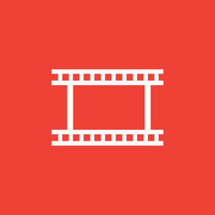 Film Strip Icon On Red Background. Red Flat Style Vector Illustration