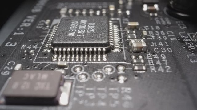 Computer chip macro close up electronics PCB
