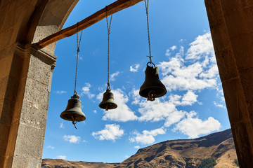 old bells on sky background