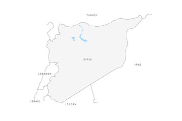 Obraz premium Syria map isolated on white background. Vector thin line border map.
