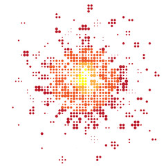 Halftone Explode Flash, Cartoon Explosion, Star Burst. Sharp Particles Fly in the Air.