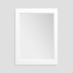 Realistic empty white frame on light background, border with shadow. Vector with mockup for project
