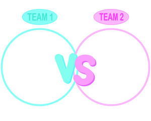 Versus battle screen, Pastel Vs battle headline. Battle banner match with vs letter logo, pastel pink, blue circle, team text for competition confrontation, fighter match, cute fighting. Fight Symbol.