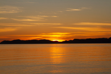 Fototapeta na wymiar Sunrise on Sea of Cortez