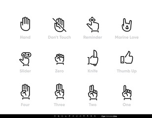 Hand, Fingers, Reminder, Palm, Thumb Up Editable Line editable icons - 327386794