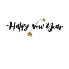 Happy New Year typography vector design for greeting cards and poster. Happy New Year hand lettering. New Year vector text. Design template celebration. Vector illustration.