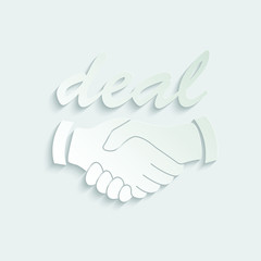 paper Handshake icon. business agreement Icon. Shaking hands. Make a deal.  Hands shaking each other. 