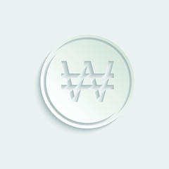 paper South Korean Won icon. South Korean Won sign. vector