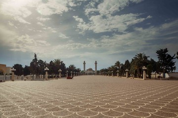 Cobbles on the square. View in front of the mausoleum of Habib Bourguiba, Monastir, Tunisia, North...