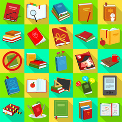 Library books vector flat set icon.Vector illustration school literature on white background .Set flat icon library book and dictionary.