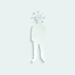 paper Businessman icon. man silhouette. Businessman with bulb instead of the head 