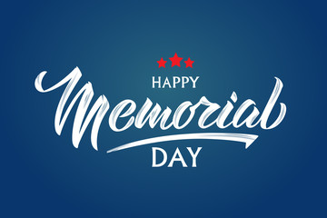 Naklejka na ściany i meble Happy Memorial Day handwritten lettering. Memorial Day typography vector design for greeting cards and poster. Design template celebration. Vector illustration.