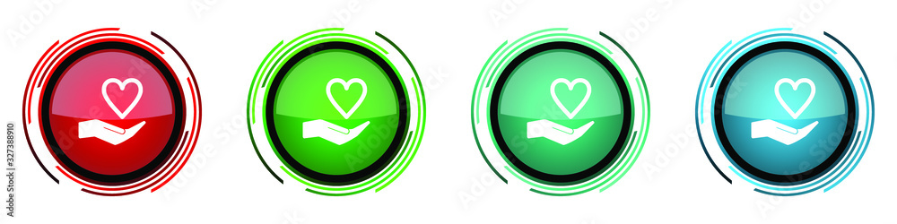 Aufkleber care love round glossy vector icons, set of buttons for webdesign, internet and mobile phone applica
