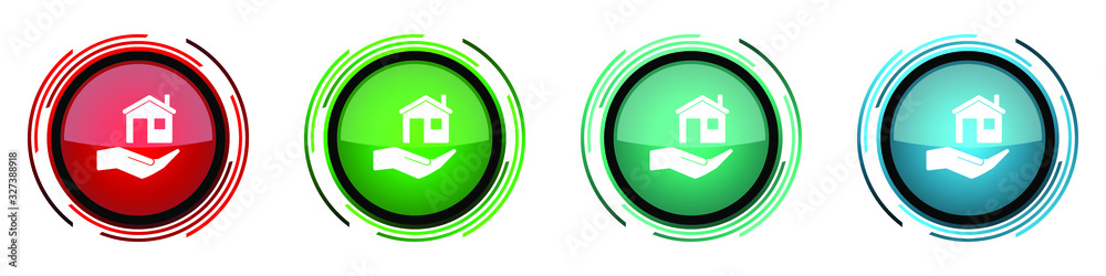 Aufkleber house care round glossy vector icons, set of buttons for webdesign, internet and mobile phone applic