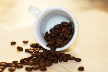 Macro shot of roasted coffee beans