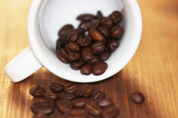 Macro shot of roasted coffee beans