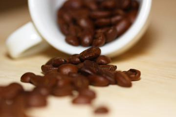 Macro shot of roasted coffee beans